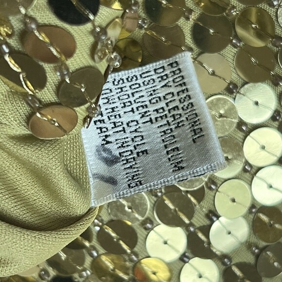 Cache Gold Sequin Dress Beaded High Neck Halter Embellished Open Back Size 4 - Picture 8 of 8